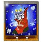 3dRose LLC Milas Art Christmas   Merry Christmas Cat   Desk Clocks