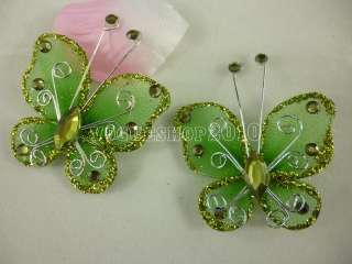   10pcs Olive Green Stocking Butterfly Wedding Decorations 5cm  