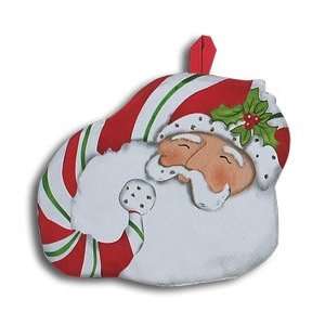  Holiday Candy Cane Santa Shaped Kitchen Pot Holder