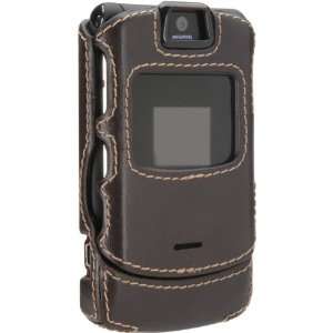   Superior Chocolate Brown Leather Shell for Motorola RAZR Electronics
