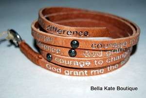Good Works Humanity For All Vintage Leather Bracelet SERENITY PRAYER 