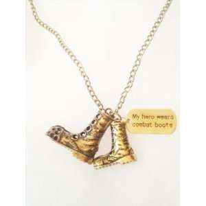   by Stacy My Hero Wears Combat Boots Necklace (Bronze/Gold) Jewelry