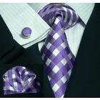 The Dapper Tie Mens Checked White Pink 100% Silk Tie Set # 550S