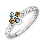 Jewelry Adviser rings Sterling Silver Stackable Expressions Blue Topaz 