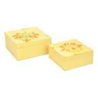   0357 Forenza 100 Percent Silk Fabric Keepsake Boxes, Butter, Set of 2