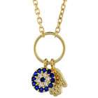   . Cable Link Chain Necklace w/ Jeweled Evil Eye & Hamsa Charm Pendant