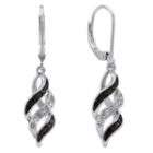 10 cttw Black & White Diamond Dangle Earrings in Sterling Silver