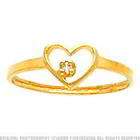 FindingKing 14K Yellow Gold CZ Open Heart Ring Childrens Jewelry