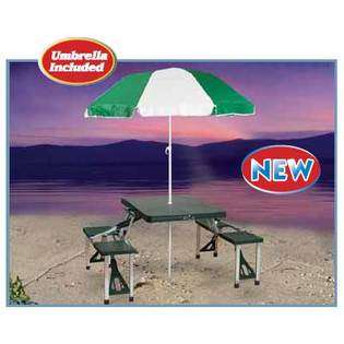 GL Portable Camp Table Folding Picnic Table and Umbrella Combo Pack at 