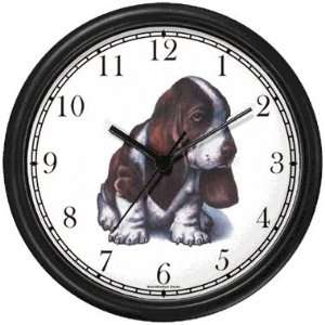 Basset Hound Puppy JP Dog Wall Clock by WatchBuddy Timepieces (Slate 