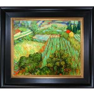 Gogh Field with Poppies Painting with Vintage Creed Frame, Distressed 