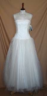 NWT Jessica McClintock Ivory Tulle Beaded Gown Dress 8  