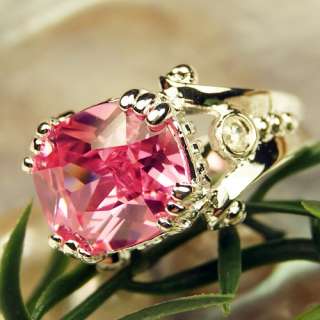 Charm Pink Topaz Gems Jewelry Silver Ring Size #8 LB27  