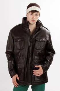   Mens New 3/4 Length Lambskin Leather Military Jacket Size M 5XL  