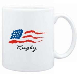  Mug White  Rugby   US Flag  Usa Cities Sports 