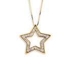 VistaBella New 10k Yellow Gold Round Citrine Diamond Star Necklace