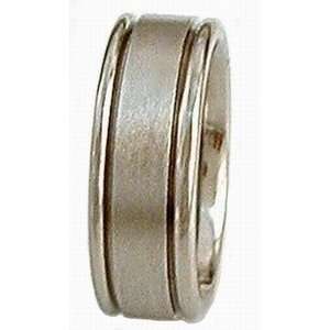 Titanium Ring # 16 Classic Horizontal Center, 2 V Grooves with Rolled 