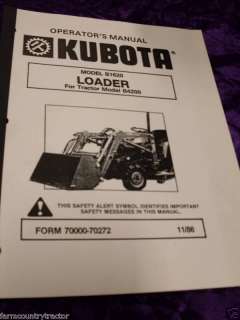 Kubota B1620 Loader For B4200 Tractor Operators Manual  