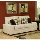   Loveseat Sofa with Floral Patterned Accent Pillows in Pearl Color