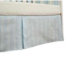 16 inch Blue and Cream Stripe Box Pleat Crib Skirt   Go Mama Go 