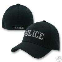 BLACK POLICE LAW ENFORCEMENT CAP CAPS HAT FLEX FIT S/M  