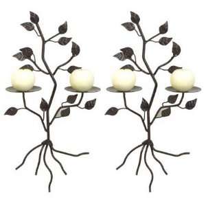   Pair Metal Tree Wall Sconce Votive Candle Holder