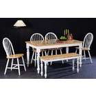 Coaster 6pc Dining Table, Chairs & Bench Set White & Natural Finish