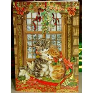  Punch Studio Christmas Greeting Cards Victorian Tabby Cats 