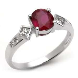  18k White Gold Ruby and Diamond Ring Size 6 Jewelry