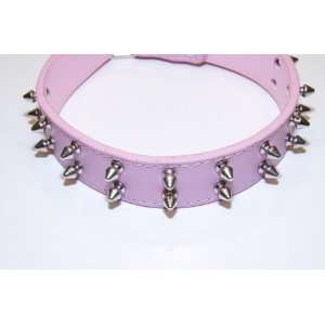   Pink Leather, Studded Dog Collar Neck Size 15 19 inches around neck