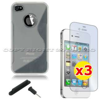   CASE SKIN CLEAR LCD SCREEN PROTECTOR FOR APPLE IPHONE 4 4S 4G  