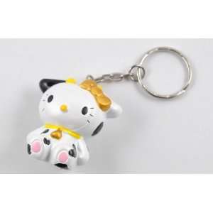  HELLO KITTY KEY CHAIN FIGURES  GOLD BOW IN COW COSTUME 