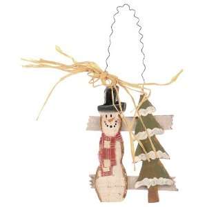 Group of 6 Wooden Hanging Snowman with Christmas Tree Ornaments Made 