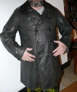 ANTIQUE HORSEHIDE LEATHER MILITARY MOTORCYCLE GANGSTER 1900S JACKET 
