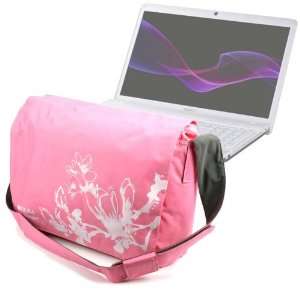  Stylish Pink Padded Laptop Bag With Flower Design For Sony 