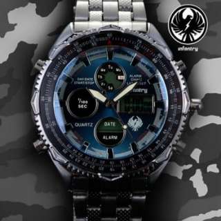   Digital Quartz Sports Mens Date Stainless Steel Wrist Watch  