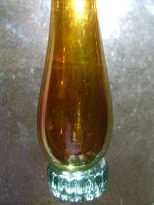   CARNIVAL GLASS Vase Split Edge Aqua Base Seed Bubbles 8.75  
