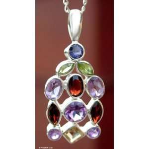  Amethyst and garnet necklace, Color Cascade Jewelry