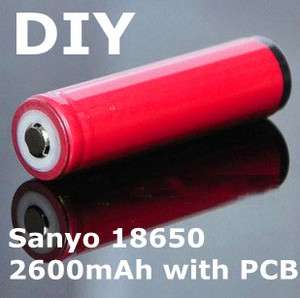   New Sanyo 18650 Rechargeable battery 2600mAh With PCB 
