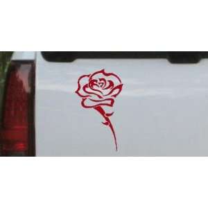 Single Open Rose Car Window Wall Laptop Decal Sticker    Red 8in X 4 