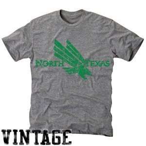 NCAA North Texas Mean Green Ash Distressed Logo Vintage Tri Blend T 