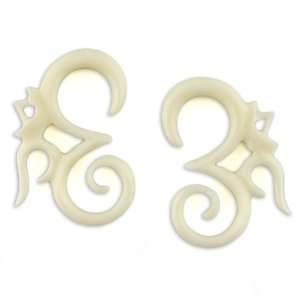    Hand Carved Bone Ohm Earrings   Gauge 3mm / 8g Evolatree Jewelry