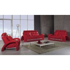  Contemporary Modern Sofa Set In Red Color