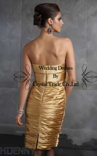 Brilliant Gold Short Wedding Bridal Gown Cocktail Evening Girl Party 