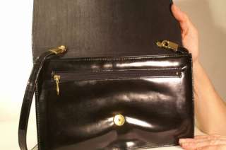 Palizzie Handbag Purse Black Patent Leather Shoulder  