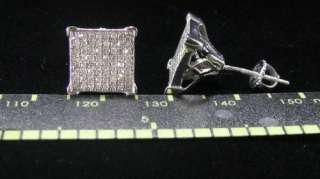 10MM W GOLD MICRO PAVE DIAMOND STUD EARRINGS 1.5CT LOOK  