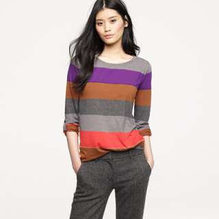 Colorblock stripe long sleeve tee   long sleeve tees   Womens knits 