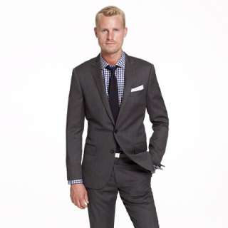   button suit jacket with double vented back in herringbone Italian wool