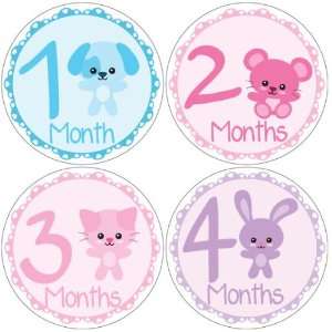 Kawaii Animals Baby Month Stickers for Bodysuit #40