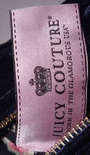 New Juicy Couture Velour Bow Gold Chain Handbag Purse   Navy  